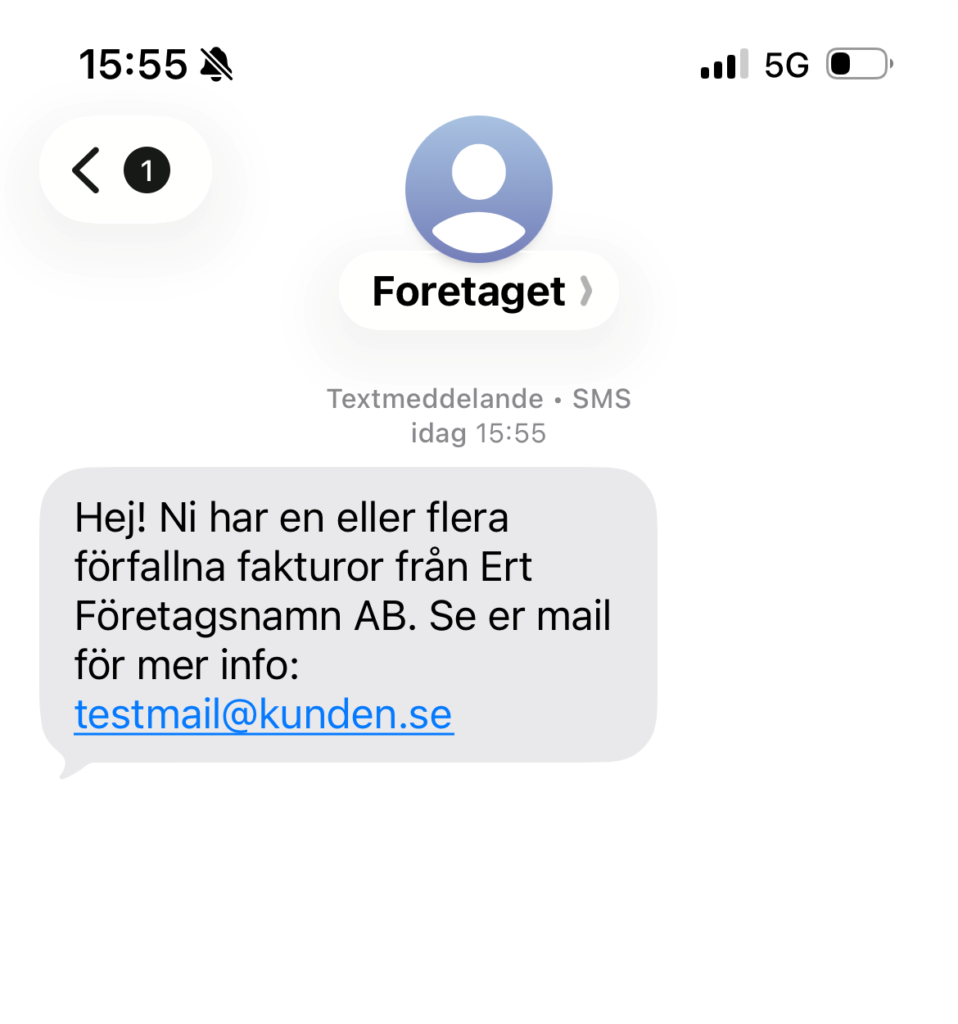 SMS påminnelse för förfallen faktura i Pyramid
